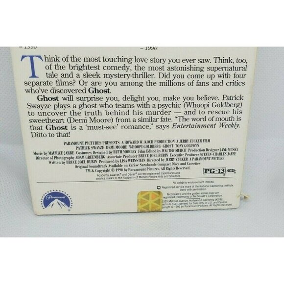 Ghost VHS Tape 1991 Patrick Swayze Demi Moore Whoopi Goldberg Throwback - Picture 7 of 10